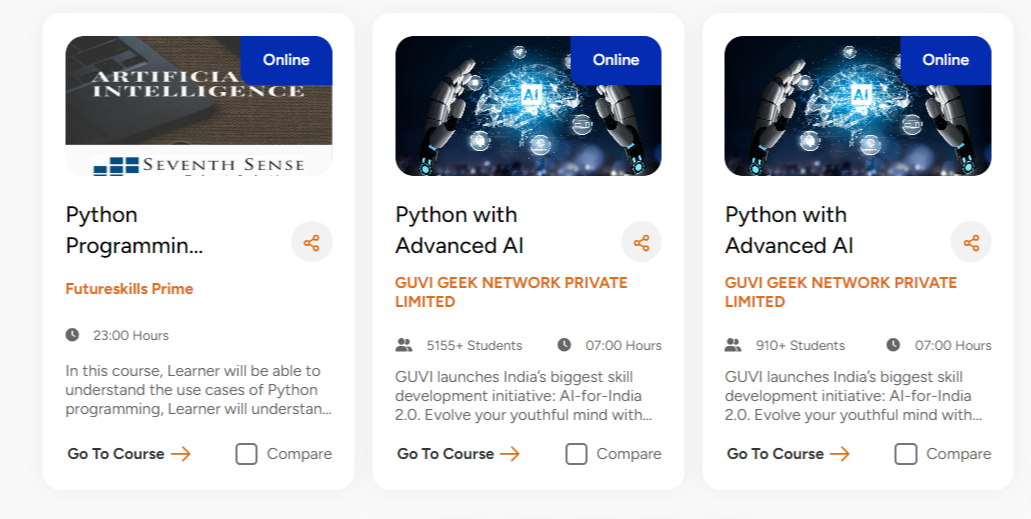 Learn Python With Advanced AI For Free In Hindi from Top Platforms; Skill India Digital & Guvi